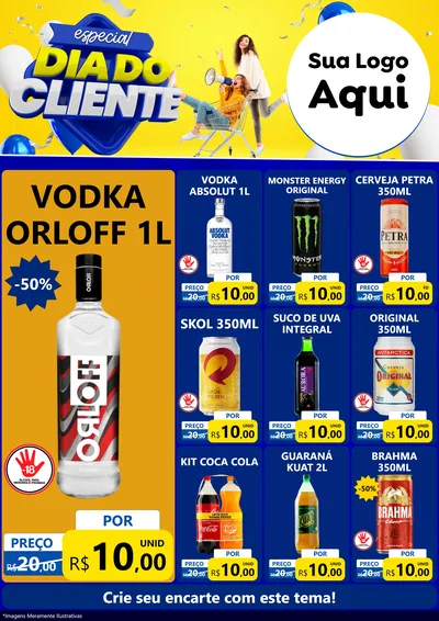 Modelo de Encarte para Encarte A4 Vertical com o tema Especial Dia do Cliente para Distribuidora de bebidas