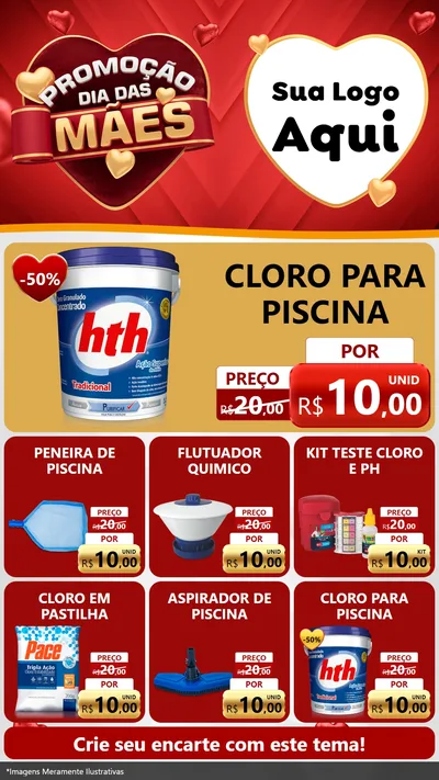 Modelo de Rede Social para Stories com o tema Promoção Dia das Mães para Produtos para Piscina