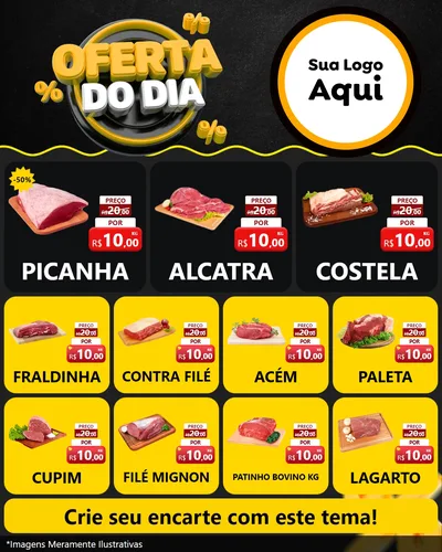 Modelo de Rede Social para Feed Instagram com o tema Oferta Do Dia para Açougue