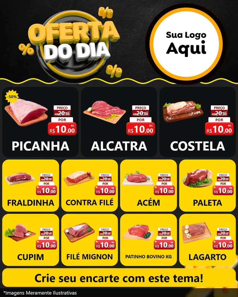 Modelo de Rede Social para Feed Instagram com o tema Oferta Do Dia para Açougue