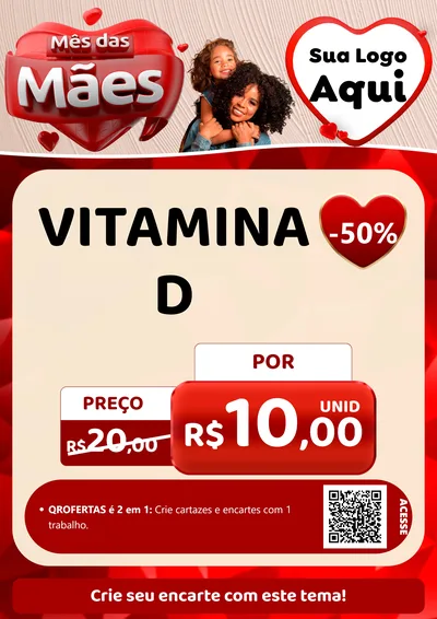 Modelo de Cartaz para Cartaz A4 Vertical com o tema Mês das Mães para Farmácia