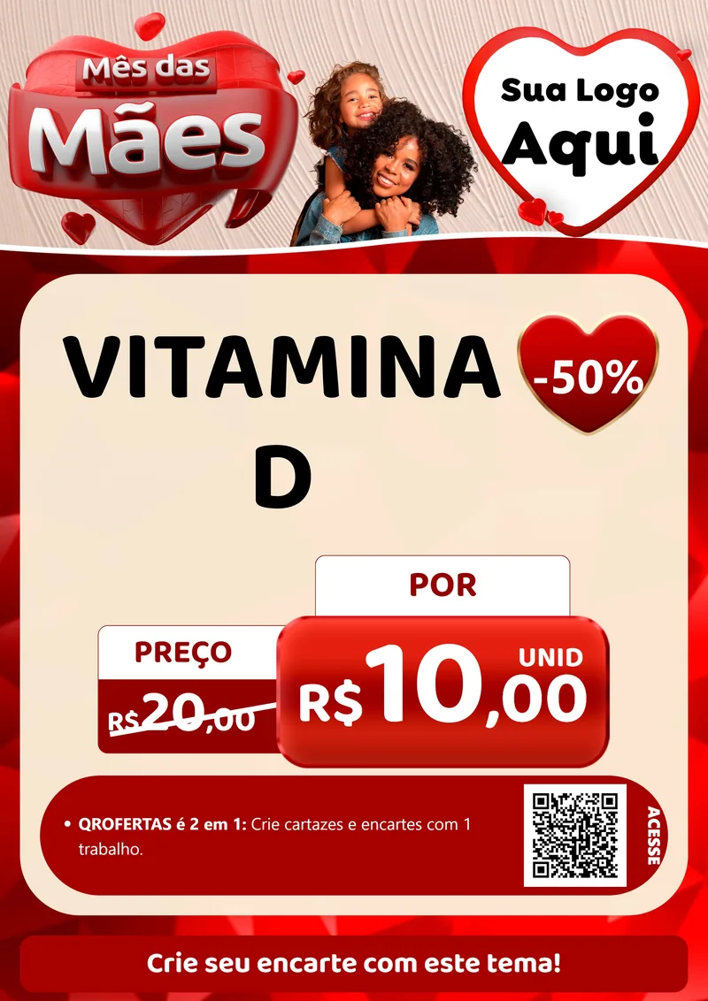Modelo de Cartaz para Cartaz A4 Vertical com o tema Mês das Mães para Farmácia