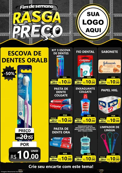 Modelo de Encarte para Encarte A4 Vertical com o tema Fim de Semana Rasga Preço para Higiene Pessoal