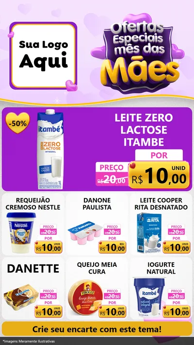 Modelo de Rede Social para Stories com o tema Ofertas Especiais - Mês das Mães para Frios e Laticínios