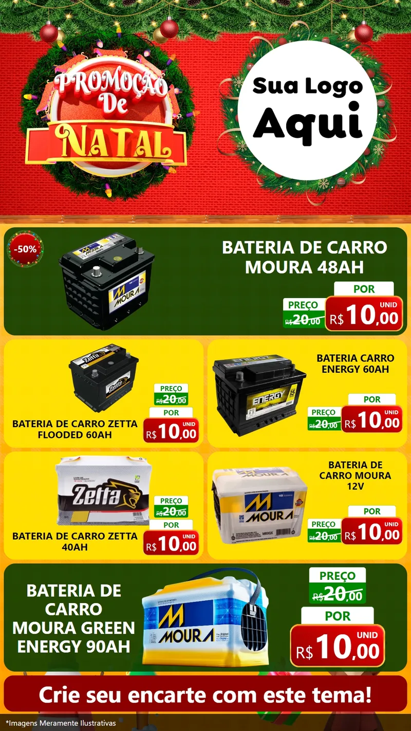 Modelo de TV para TV Vertical com o tema Promoção de Natal para Baterias Elétricas