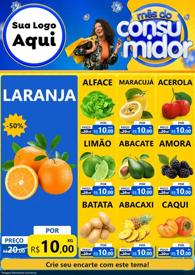 Modelo de Encarte para Encarte A4 Vertical com o tema Mês do Consumidor para Hortifrúti