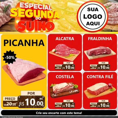 Modelo de Rede Social para Feed Facebook com o tema Especial Segunda do Suíno para Açougue