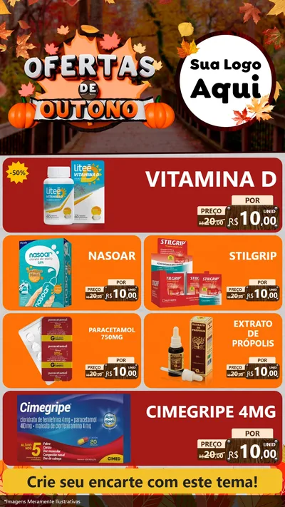 Modelo de TV para TV Vertical com o tema Ofertas de Outono para Farmácia