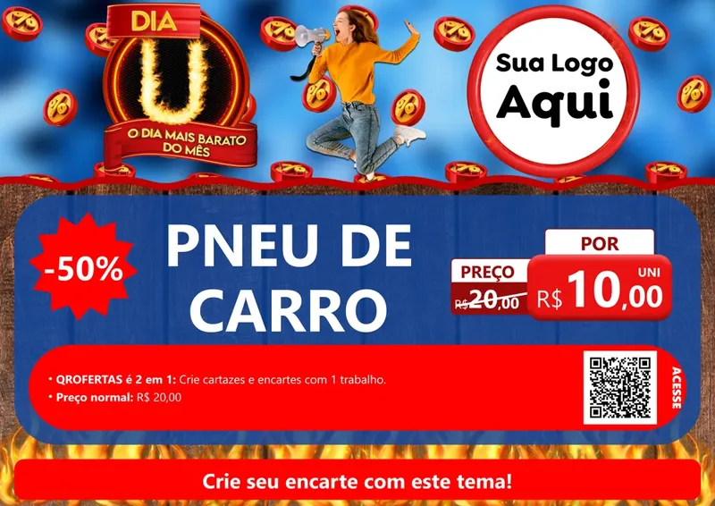 Modelo de Cartaz para Cartaz A4 Horizontal com o tema Dia U - O Dia Mais Barato Do Mês para Auto peças