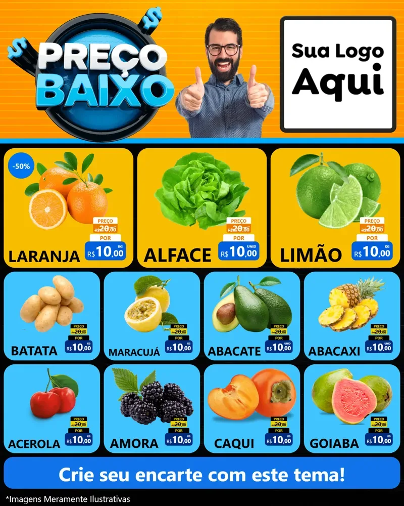Modelo de Rede Social para Feed Instagram com o tema Preço Baixo para Hortifrúti