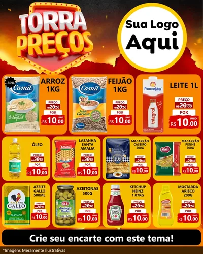 Modelo de Rede Social para Feed Instagram com o tema Torra Preços para Supermercado