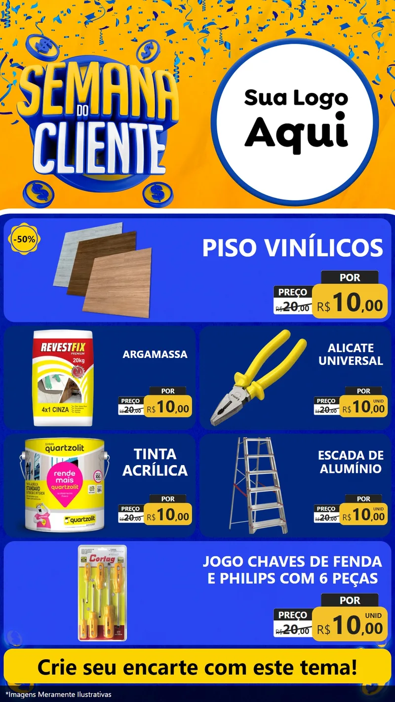 Modelo de TV para TV Vertical com o tema Semana do Cliente para Material para Construção