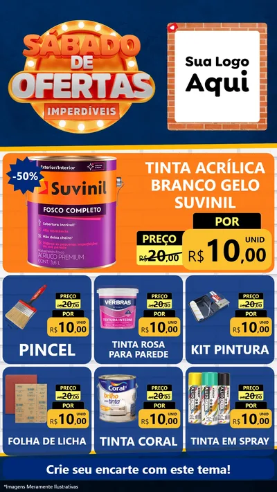 Modelo de Rede Social para Stories com o tema Sábado de Ofertas Imperdíveis para Tintas e Ferramentas