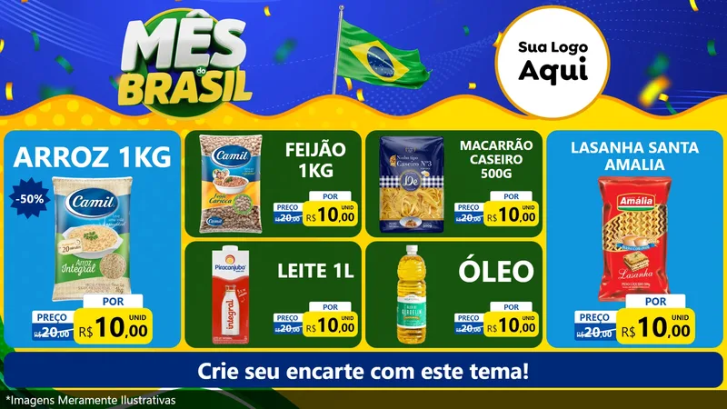 Modelo de TV para TV Horizontal com o tema Mês do Brasil para Supermercado