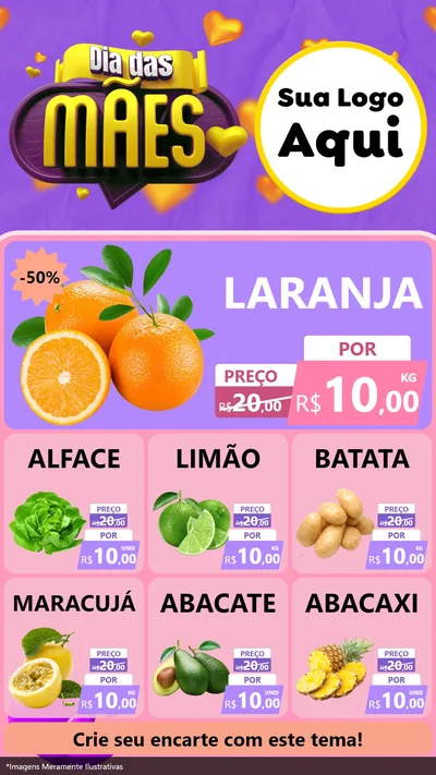 Modelo de Rede Social para Stories com o tema Dia das Mães para Hortifrúti
