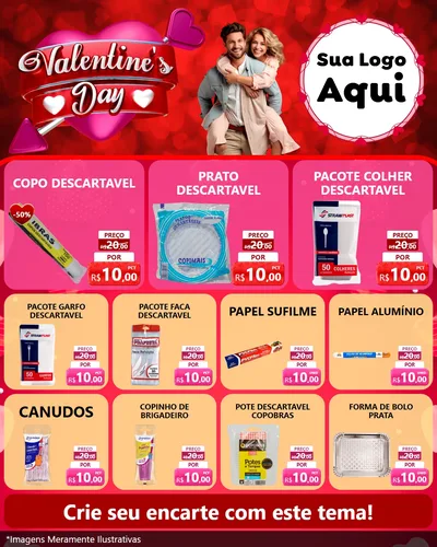 Modelo de Rede Social para Feed Instagram com o tema Valentine's Day para Embalagens