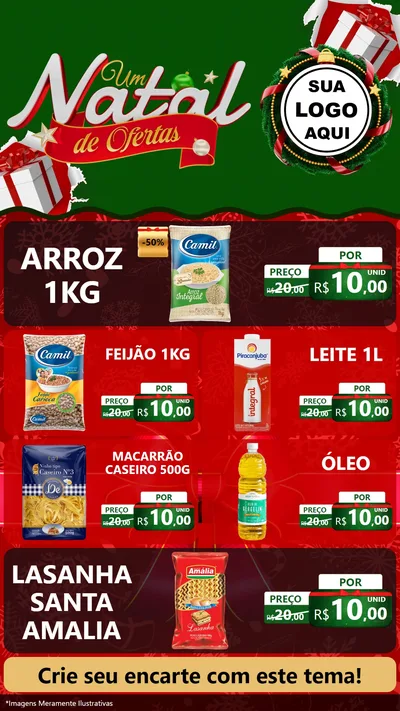 Modelo de TV para TV Vertical com o tema Um Natal de Ofertas para Supermercado