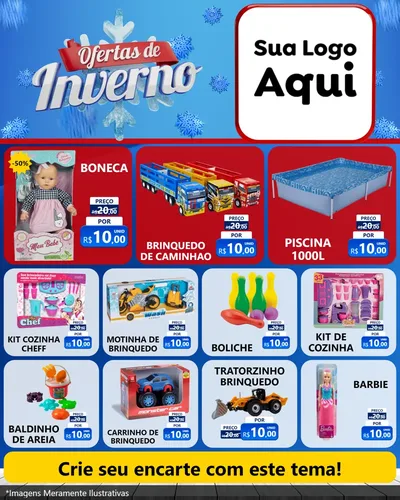 Modelo de Rede Social para Feed Instagram com o tema Ofertas de Inverno para Brinquedos