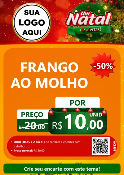 Modelo de Cartaz para Cartaz A4 Vertical com o tema Um Natal de Ofertas para Restaurante
