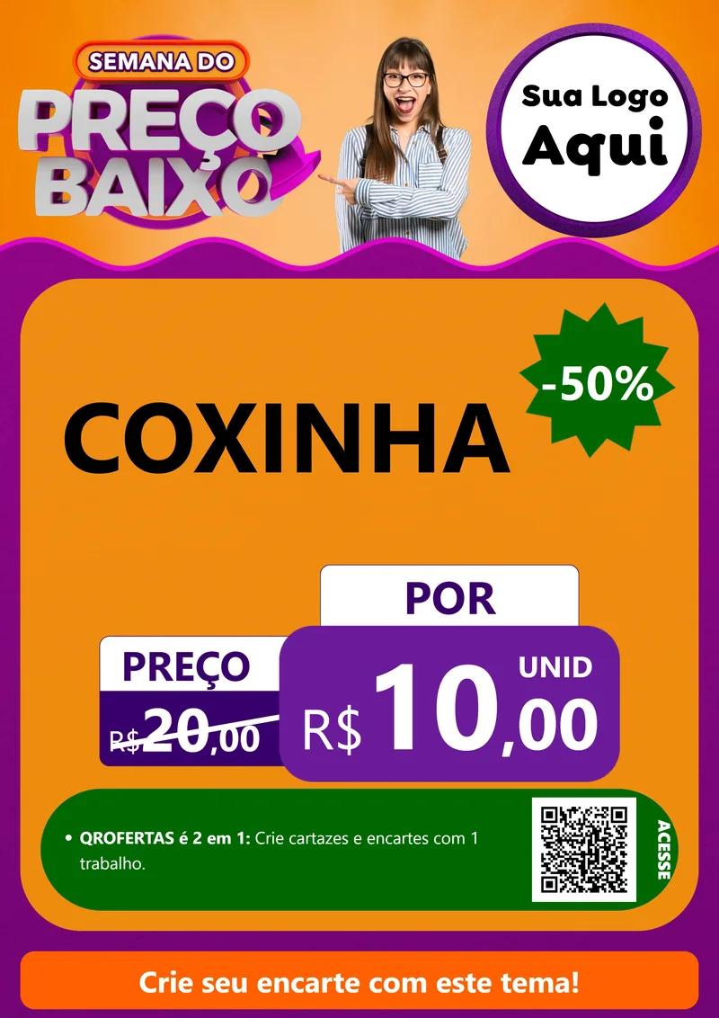 Modelo de Cartaz para Cartaz A4 Vertical com o tema Semana do Preço Baixo para Salgadaria