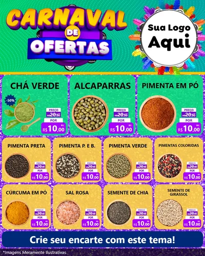 Modelo de Rede Social para Feed Instagram com o tema Carnaval de Ofertas para Produtos Naturais
