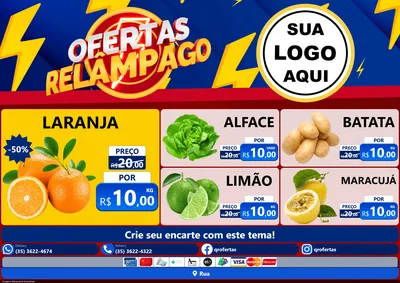 Modelo de Encarte para Encarte A4 Horizontal com o tema Ofertas Relâmpago para Hortifrúti