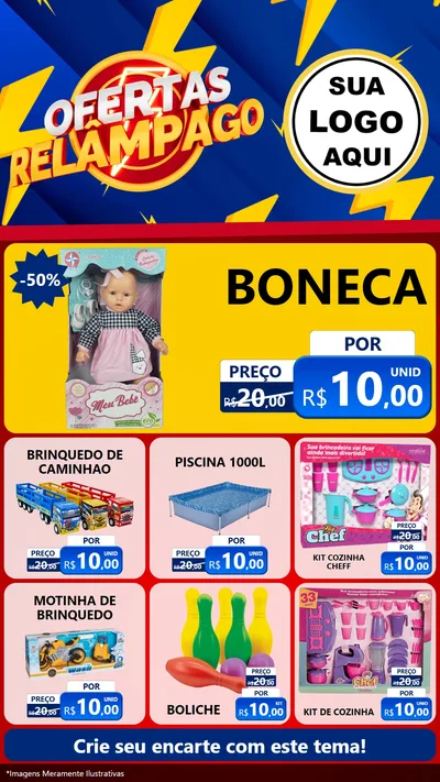 Modelo de Rede Social para Stories com o tema Ofertas Relâmpago para Brinquedos