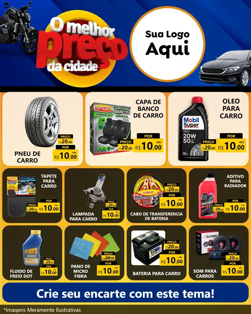 Modelo de Rede Social para Feed Instagram com o tema O Melhor Preço da Cidade - Auto e Motopeças para Auto peças