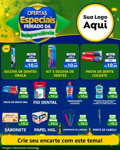 Modelo de Rede Social para Feed Instagram com o tema Ofertas Especiais Feriado da Independência para Higiene Pessoal
