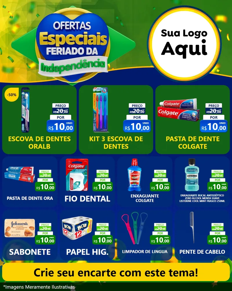 Modelo de Rede Social para Feed Instagram com o tema Ofertas Especiais Feriado da Independência para Higiene Pessoal