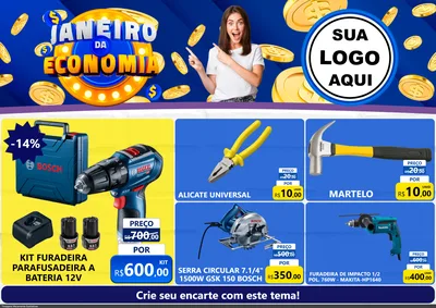 Modelo de Encarte para Encarte A4 Horizontal com o tema Janeiro da Economia para Maquinas e Ferramentas