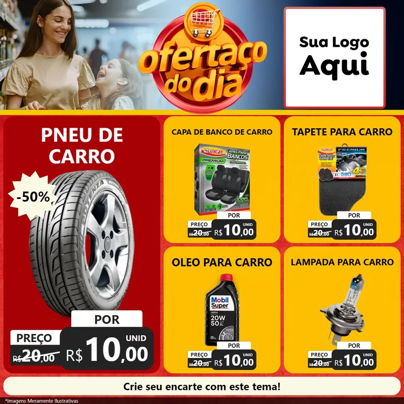 Modelo de Rede Social para Feed Facebook com o tema Ofertaço Do Dia para Auto peças