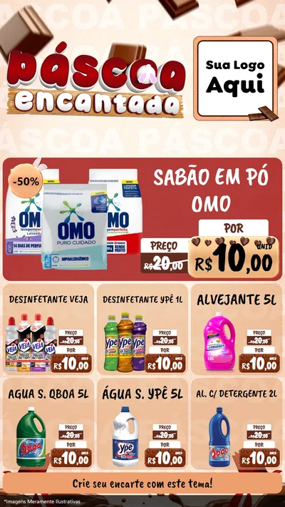 Modelo de Rede Social para Stories com o tema Páscoa Encantada para Produtos de Limpeza