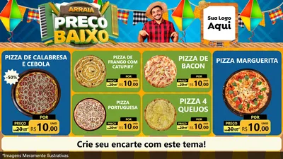 Modelo de TV para TV Horizontal com o tema Arraiá de Preço Baixo - Junina para Pizzaria