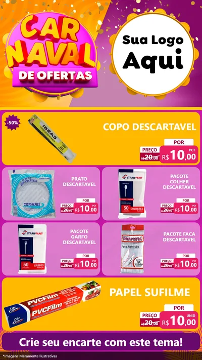 Modelo de TV para TV Vertical com o tema Carnaval de Ofertas para Embalagens
