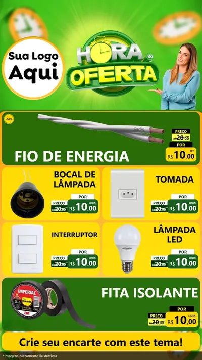 Modelo de TV para TV Vertical com o tema Hora da Oferta para Materiais Elétricos