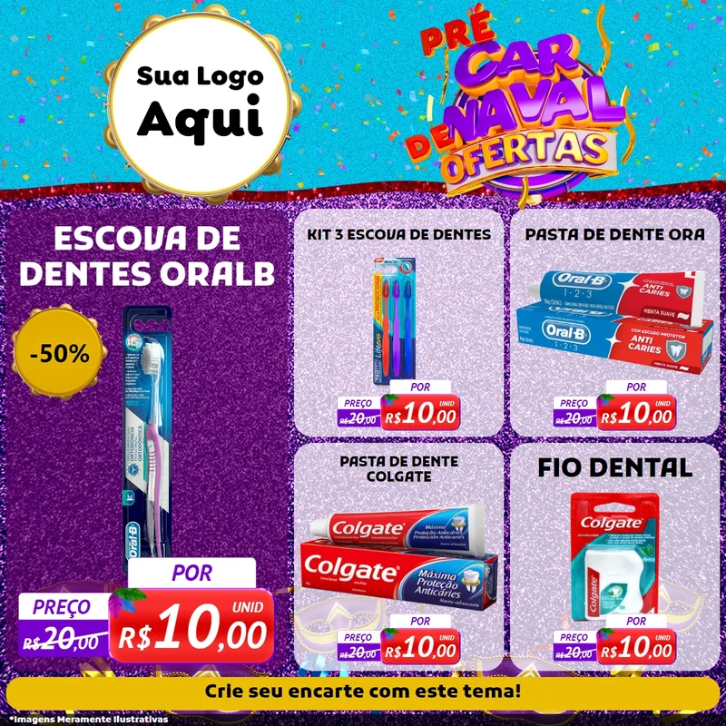 Modelo de Rede Social para Feed Facebook com o tema Pré Carnaval de Ofertas para Higiene Pessoal