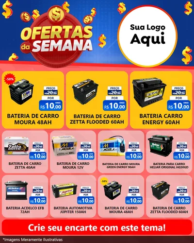 Modelo de Rede Social para Feed Instagram com o tema Ofertas Da Semana para Baterias Elétricas