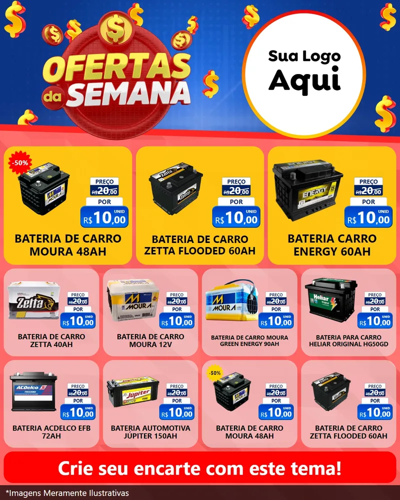 Modelo de Rede Social para Feed Instagram com o tema Ofertas Da Semana para Baterias Elétricas