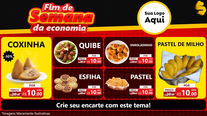 Modelo de TV para TV Horizontal com o tema Fim de Semana da Economia para Salgadaria