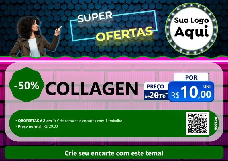 Modelo de Cartaz para Cartaz A4 Horizontal com o tema Super Ofertas para Suplementos alimentares