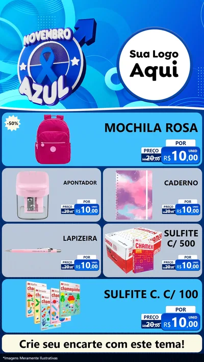 Modelo de TV para TV Vertical com o tema Novembro Azul para Papelaria