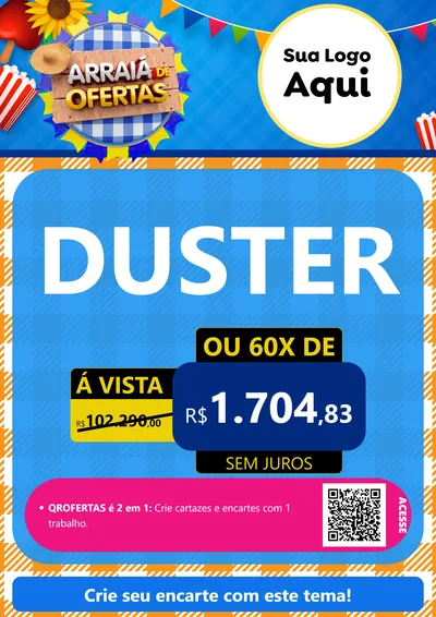 Modelo de Cartaz para Cartaz A4 Vertical com o tema Arraiá de Ofertas para Concessionaria de Carros