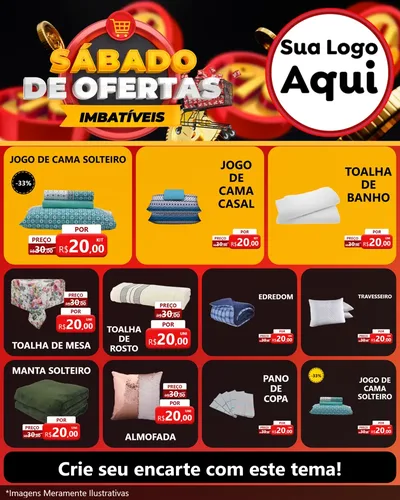 Modelo de Rede Social para Feed Instagram com o tema Sábado de Ofertas Imbatíveis para Cama, Mesa e Banho
