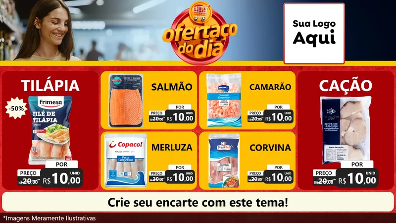 Modelo de TV para TV Horizontal com o tema Ofertaço Do Dia para Peixaria