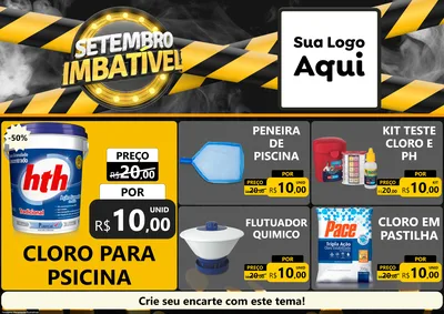 Modelo de Encarte para Encarte A4 Horizontal com o tema Setembro Imbatível para Produtos para Piscina