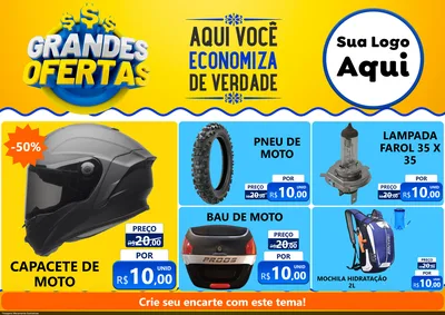 Modelo de Encarte para Encarte A4 Horizontal com o tema Grandes Ofertas para Moto peças