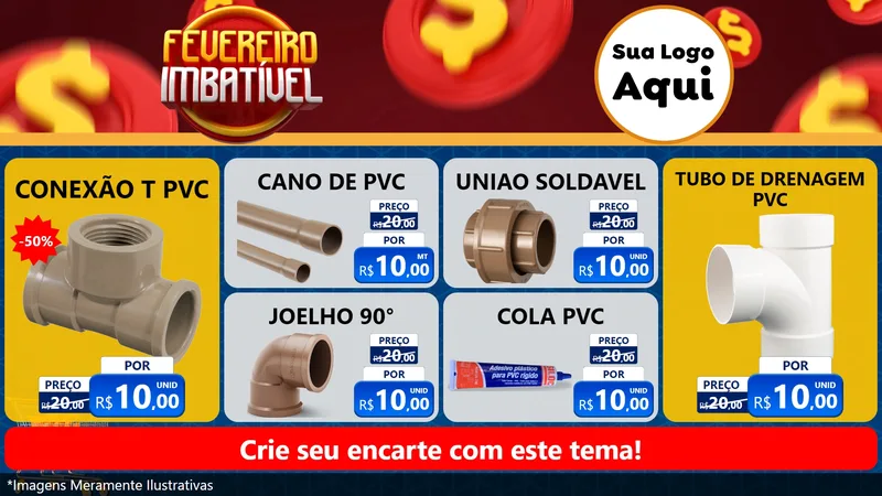 Modelo de TV para TV Horizontal com o tema Fevereiro Imbatível para Tubos e conexões