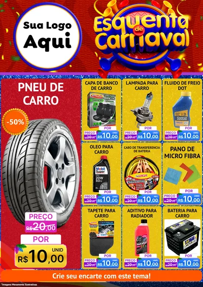 Modelo de Encarte para Encarte A4 Vertical com o tema Esquenta de Carnaval para Auto peças