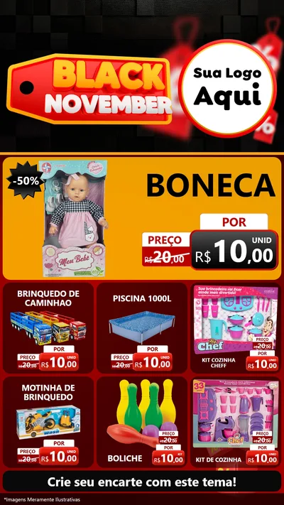 Modelo de Rede Social para Stories com o tema Black November para Brinquedos